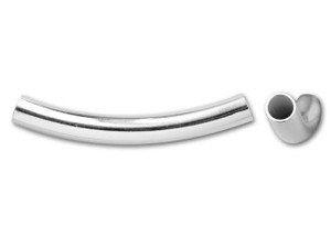 Sterling Silver 3x25mm Curved Tube Bead Sterling Silver 3x25mm Curved Tube Bead