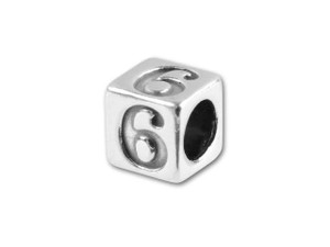 Alphabet Beads, Sterling Silver 4.5mm Number 6 Alphabet Beads, Sterling Silver 4.5mm Number 6