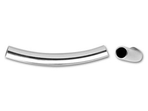 Sterling Silver 4x35mm Curved Tube Bead Sterling Silver 4x35mm Curved Tube Bead