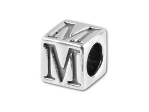 Sterling Silver 5.6mm Alphabet Bead - M Sterling Silver 5.6mm Alphabet Bead - M