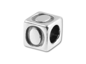 Sterling Silver 5.6mm Alphabet Bead - O Sterling Silver 5.6mm Alphabet Bead - O
