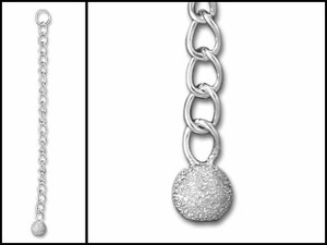 2 -2.5-inch Sterling Silver Extender With 4mm Stardust Bead 2 -2.5-inch Sterling Silver Extender With 4mm Stardust Bead
