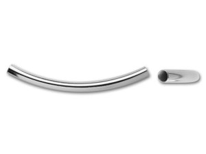 Sterling Silver 5x69mm Curved Tube Bead Sterling Silver 5x69mm Curved Tube Bead