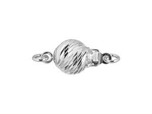 Sterling Silver 8mm Round Multi-Cut Bead Clasp with Rings Sterling Silver 8mm Round Multi-Cut Bead Clasp with Rings