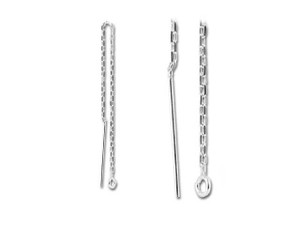 Sterling Silver Ear Thread with Cable Chain and Ring (1 Pair) Sterling Silver Ear Thread with Cable Chain and Ring (1 Pair)