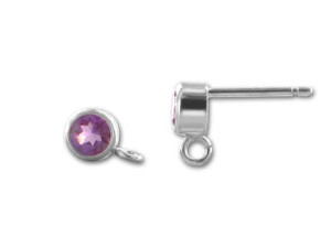 Sterling Silver Earring Post with 4mm Round Amethyst (1 Pair) Sterling Silver Earring Post with 4mm Round Amethyst (1 Pair)