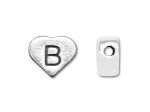 Sterling 925 Silver Heart Letter Bead - B Sterling 925 Silver Heart Letter Bead - B