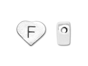 Sterling Silver Heart Letter Bead - F Sterling Silver Heart Letter Bead - F