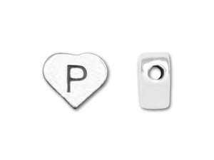 Sterling Silver Heart Alphabet Bead - P Sterling Silver Heart Alphabet Bead - P