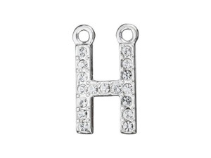 Sterling Silver Letter H Pendant with 2 Rings (12.5mm) Sterling Silver Letter H Pendant with 2 Rings (12.5mm)