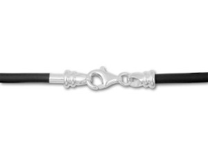 20-inch 3mm Rubber Necklace - Black with Sterling Silver Clasp