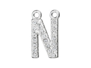 Sterling Silver Letter N Pendant with 2 Rings (12.5mm) Sterling Silver Letter N Pendant with 2 Rings (12.5mm)