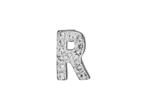 Sterling Silver Letter R Pendant with Tube Bail (7mm) Sterling Silver Letter R Pendant with Tube Bail (7mm)