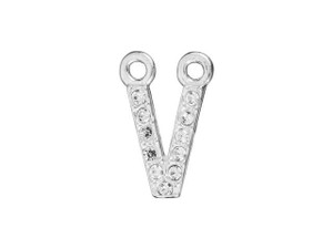 Sterling Silver Letter V Pendant with 2 Rings (7mm) Sterling Silver Letter V Pendant with 2 Rings (7mm)
