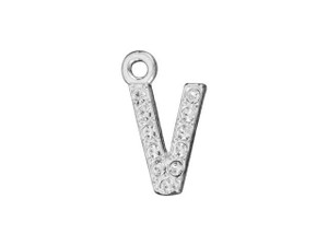 Sterling Silver Letter V Pendant with Ring (7mm) Sterling Silver Letter V Pendant with Ring (7mm)