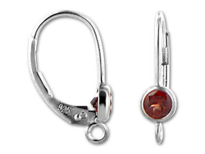 Sterling Silver Leverback with 4mm Round Garnet (1 Pair) Sterling Silver Leverback with 4mm Round Garnet (1 Pair)