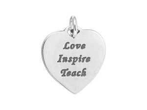 Sterling Silver Love Inspire Teach Heart Charm Sterling Silver Love Inspire Teach Heart Charm