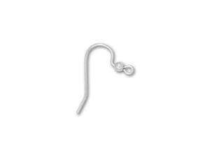 Sterling Silver Plain Earwire with Ball (1 Pair) Sterling Silver Plain Earwire with Ball (1 Pair)