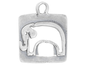 Artbeads Sterling Silver Rectangle Elephant Charm Artbeads Sterling Silver Rectangle Elephant Charm