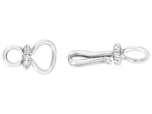 Sterling Silver Hook and Eye Clasp - Flat Small