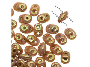 Matubo SuperDuo 2x5mm 2-Hole Opaque Rose Gold Topaz Luster Seed Bead 2.5-Inch Tube