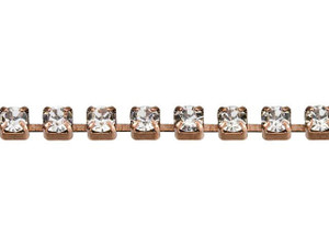 2mm Antique Copper-Plated Brass Crystal Rhinestone Cup Chain by the Foot 2mm Antique Copper-Plated Brass Crystal Rhinestone Cup Chain by the Foot
