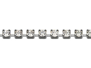 2mm Gunmetal-Plated Brass Crystal Rhinestone Cup Chain by the Foot 2mm Gunmetal-Plated Brass Crystal Rhinestone Cup Chain by the Foot