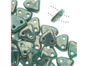 CzechMates Glass 6mm Persian Turquoise with Bronze Picasso Two-Hole Triangle Bead Pack 2.5-Inch Tube CzechMates Glass 6mm Persian Turquoise with Bronze Picasso Two-Hole Triangle Bead Pack 2.5-Inch Tube