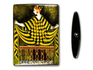 30x40mm Rectangle Black Agate - Mademoiselle in Black by Erte 30x40mm Rectangle Black Agate - Mademoiselle in Black by Erte