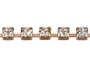 3mm Antique Copper-Plated Brass Crystal Rhinestone Cup Chain by the Foot 3mm Antique Copper-Plated Brass Crystal Rhinestone Cup Chain by the Foot