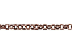 3mm Antique Copper-Plated Brass Double Link Rolo Chain by the Foot 3mm Antique Copper-Plated Brass Double Link Rolo Chain by the Foot