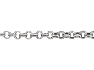 3mm Antique Silver-Plated Brass Double Link Rolo Chain by the Foot 3mm Antique Silver-Plated Brass Double Link Rolo Chain by the Foot