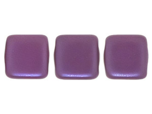 CzechMates Glass 6mm Purple Velvet Pearl Coat Two-Hole Tile Bead (50pc Strand) - Min Qty 1
