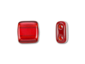 CzechMates Glass 6mm Siam Ruby Two-Hole Tile Bead