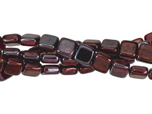 CzechMates Glass 6mm Siam Ruby Vega Two-Hole Tile Bead Strand CzechMates Glass 6mm Siam Ruby Vega Two-Hole Tile Bead Strand