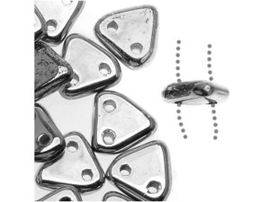 CzechMates Glass 6mm Silver Two-Hole Triangle Bead Pack 2.5-Inch Tube CzechMates Glass 6mm Silver Two-Hole Triangle Bead Pack 2.5-Inch Tube