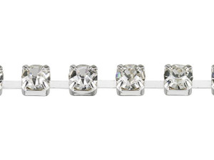 3mm Silver-Plated Brass Crystal Rhinestone Cup Chain by the Foot 3mm Silver-Plated Brass Crystal Rhinestone Cup Chain by the Foot