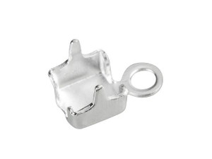 3mm Silver-Plated Brass Rhinestone Cup Chain End Cap with Ring 3mm Silver-Plated Brass Rhinestone Cup Chain End Cap with Ring