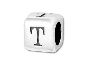 4.5mm Sterling Silver Alphabet Bead - T 4.5mm Sterling Silver Alphabet Bead - T