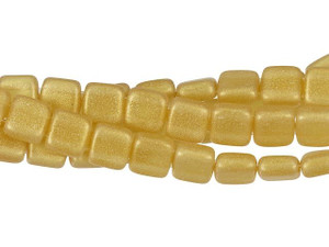 CzechMates Glass 6mm Sueded Gold Topaz Two-Hole Tile Bead Strand CzechMates Glass 6mm Sueded Gold Topaz Two-Hole Tile Bead Strand