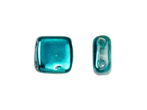 CzechMates Glass 6mm Teal Mirror Two-Hole Tile Bead CzechMates Glass 6mm Teal Mirror Two-Hole Tile Bead