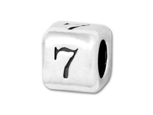 4.5mm Sterling Silver Number Bead - 7 4.5mm Sterling Silver Number Bead - 7