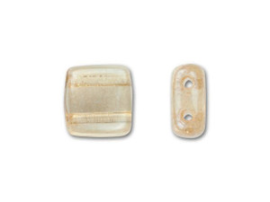 CzechMates Glass 6mm Transparent Champagne Luster Two-Hole Tile Bead CzechMates Glass 6mm Transparent Champagne Luster Two-Hole Tile Bead