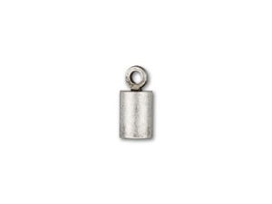 4mm Antique Silver-Plated Cord End Cap with Loop