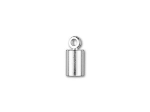 4mm Silver-Plated Cord End Cap with Loop 4mm Silver-Plated Cord End Cap with Loop