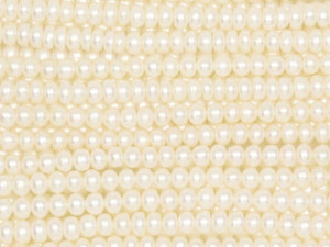 4-4.5mm Button Natural White Freshwater Pearl Beads 