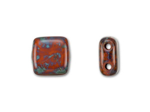 CzechMates Glass 6mm Umber Picasso Two-Hole Tile Bead