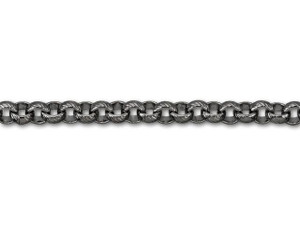 5mm Gunmetal-Plated Brass Textured Rolo Chain by the Foot 5mm Gunmetal-Plated Brass Textured Rolo Chain by the Foot
