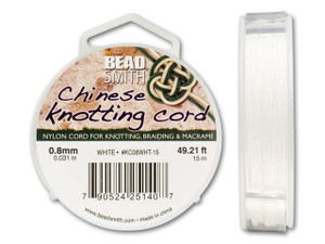 The BeadSmith .8mm White Chinese Knotting Cord - 49.2 Feet