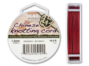 The BeadSmith 1.5mm Burgundy Chinese Knotting Cord - 16.4 Feet The BeadSmith 1.5mm Burgundy Chinese Knotting Cord - 16.4 Feet